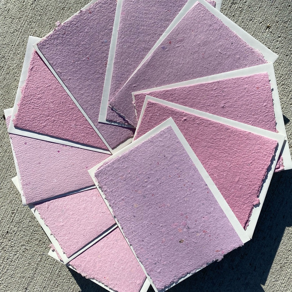 ♻️ Handmade Paper Set pink purple ♻️ eggshell envelopes ♻️